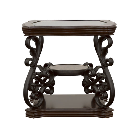 Laney 1-shelf Glass Top Square End Table Deep Merlot