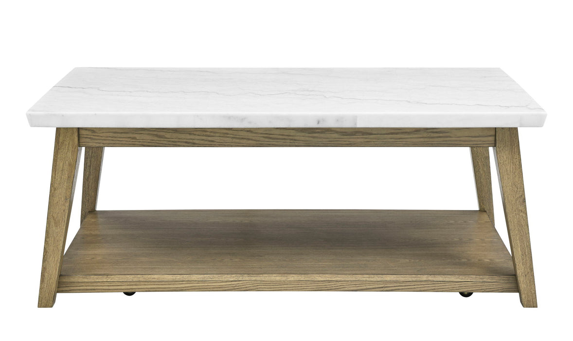 Vida - Marble Top Coffee Table With Casters - Brown