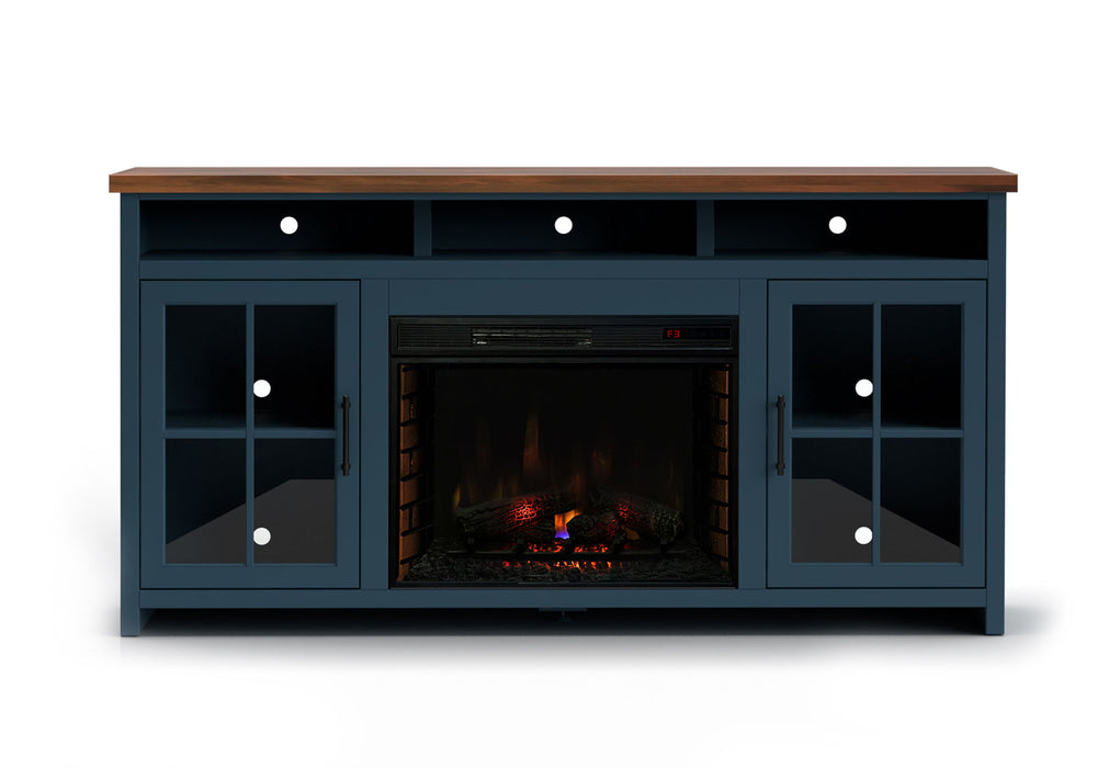 Nantucket - 74" Fireplace TV Stand - Blue Denim / Whiskey