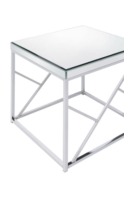 Evelyn - Mirror Top End Table - Silver