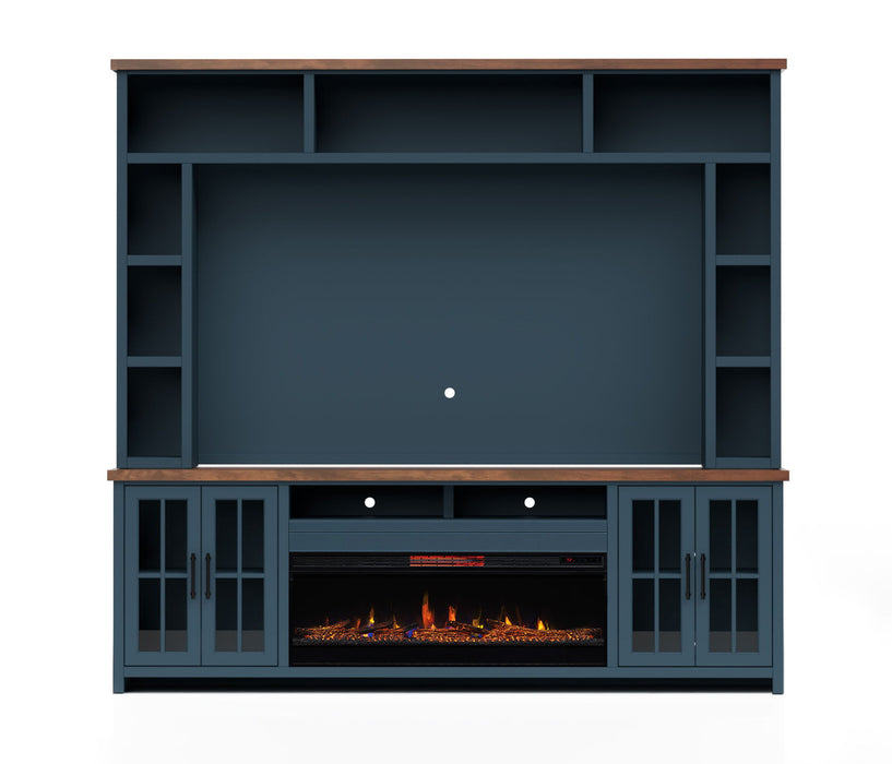 Nantucket - 97" Fireplace TV Stand - Blue Denim / Whiskey