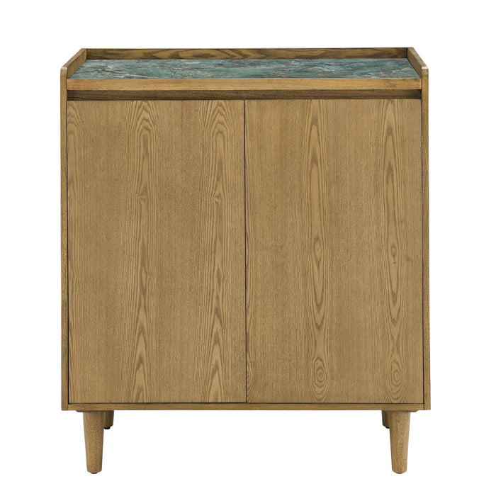 Novato - Bar Cabinet With Sintered Stone Inlay Top - Light Brown