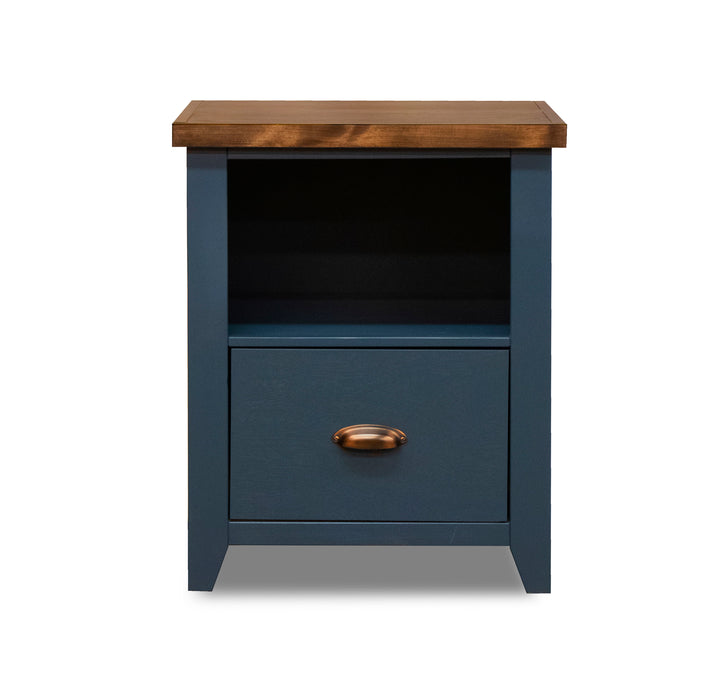 Nantucket - One Drawer File Cabinet - Blue Denim / Whiskey