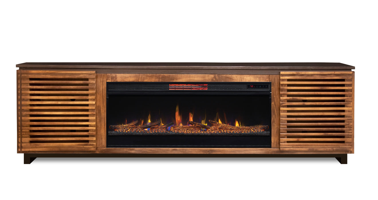 Graceland - 86" Fireplace TV Stand - Bourbon / Black