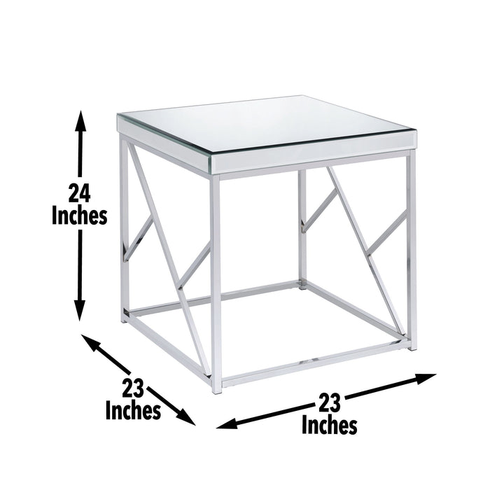 Evelyn - Mirror Top End Table - Silver
