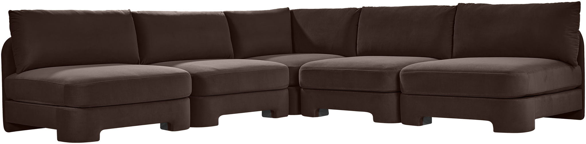 Hammond - Velvet Performance Fabric Upholstered 5 Piece Armless Sectional