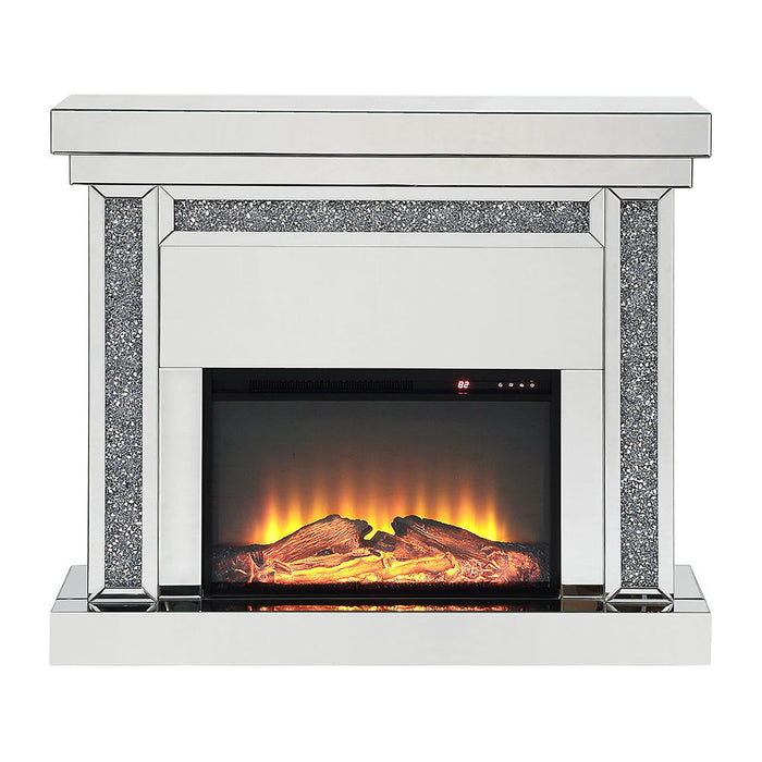 Noralie - 42" Fireplace - Mirrored & Faux Diamonds