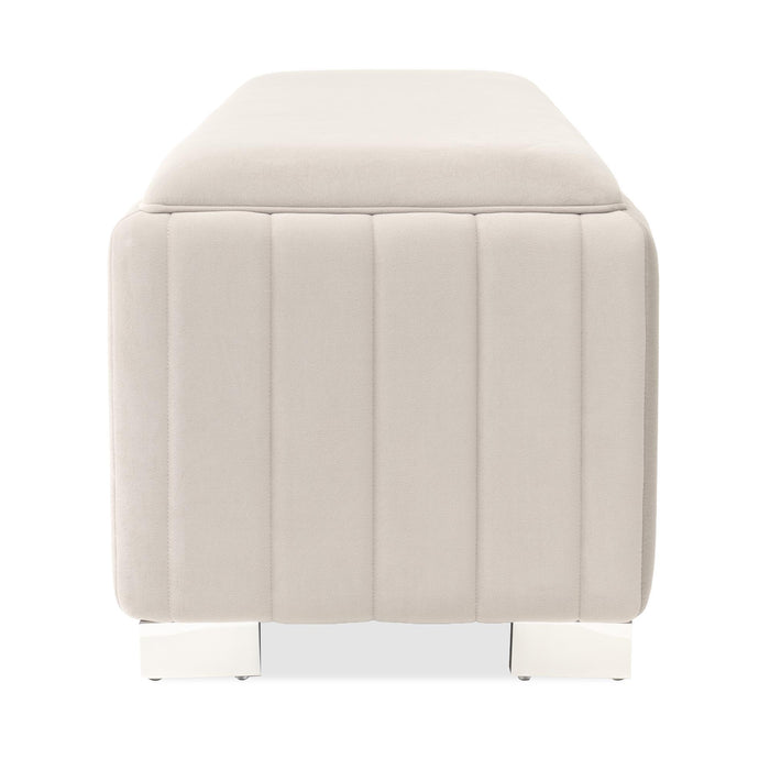 Signature Beds & Benches - Amaryllis Velvet Accent Bench - Taupe / Chrome