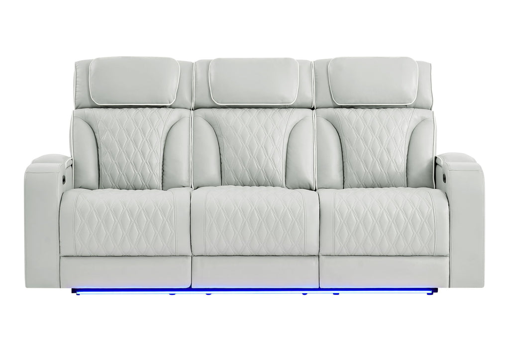 U8611 - Power Reclining Sofa With Power Headrest And LED - Silver