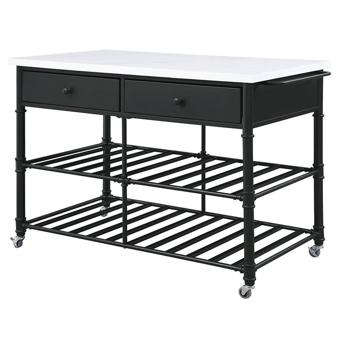 Emery - Kitchen Island - White Cultured Marble Top & Gray