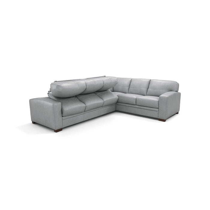 Goma - Sectional Sofa With Sleeper - Light Gray Top Grain Leather