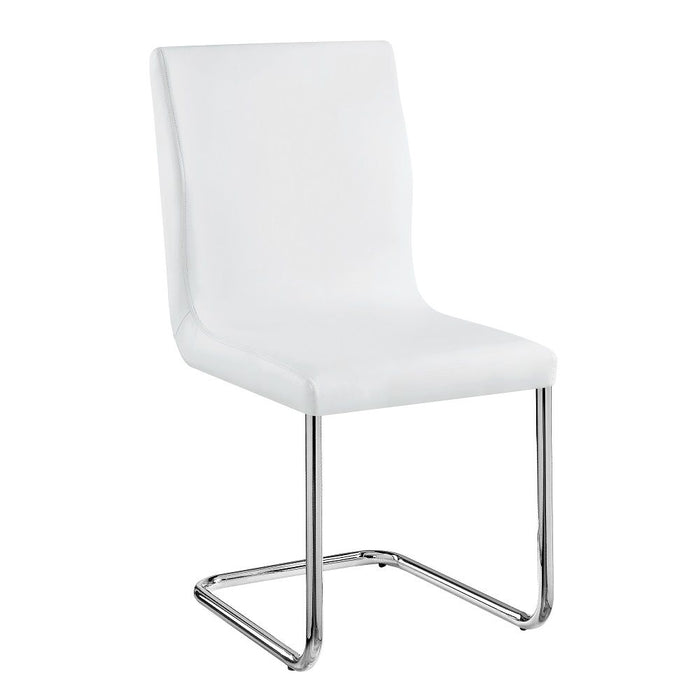 Palton - Side Chair Set of 2) - White Synthetic Leather & Chrome
