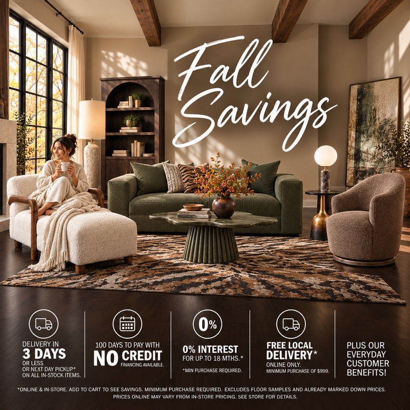 Modern cozy living room with products from TOV, Four Hands, Crestview Collection and Surya.
