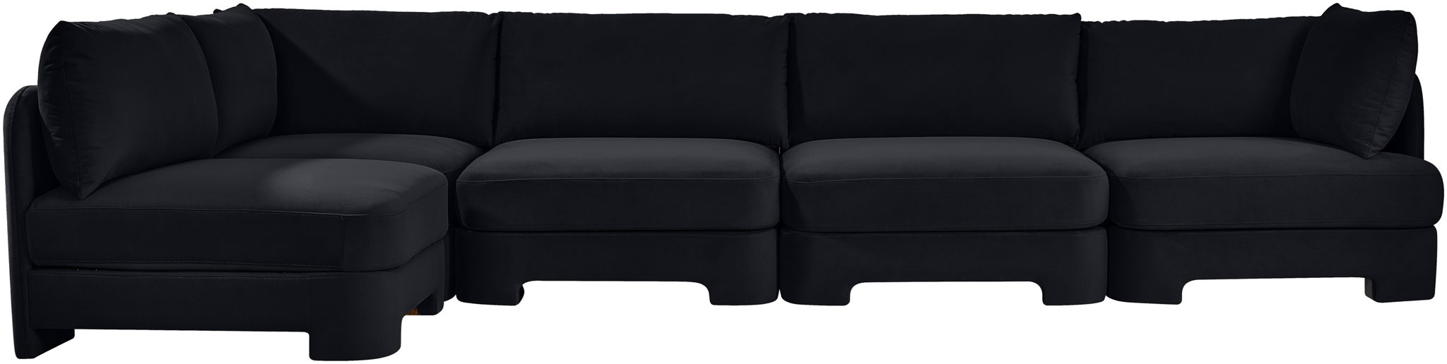 Hammond - Velvet Performance Fabric Upholstered 5 Piece L-Shaped Sectional