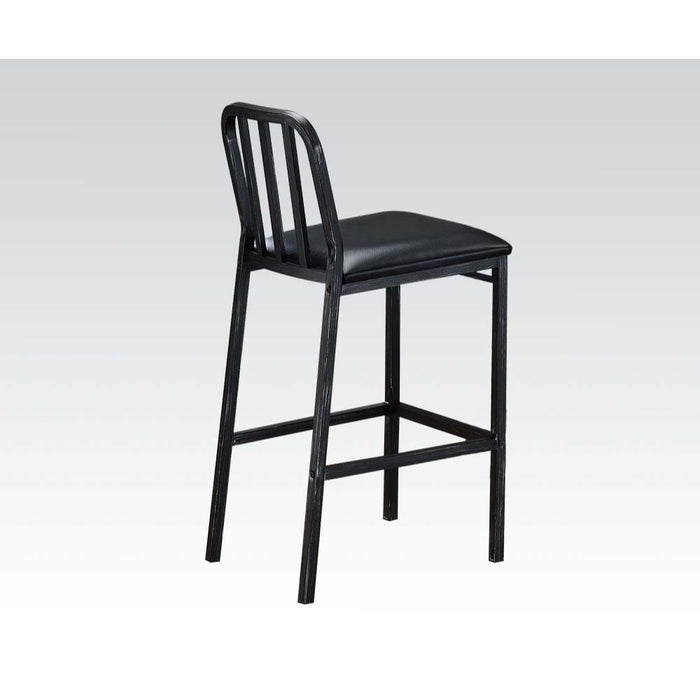 Jodie - Bar Chair Set of 2) - Black Synthetic Leather & Antique Black