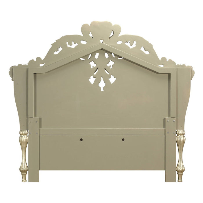 Vatican - Eastern King Bed - Synthetic Leather, Light Gold & Champagne Silver
