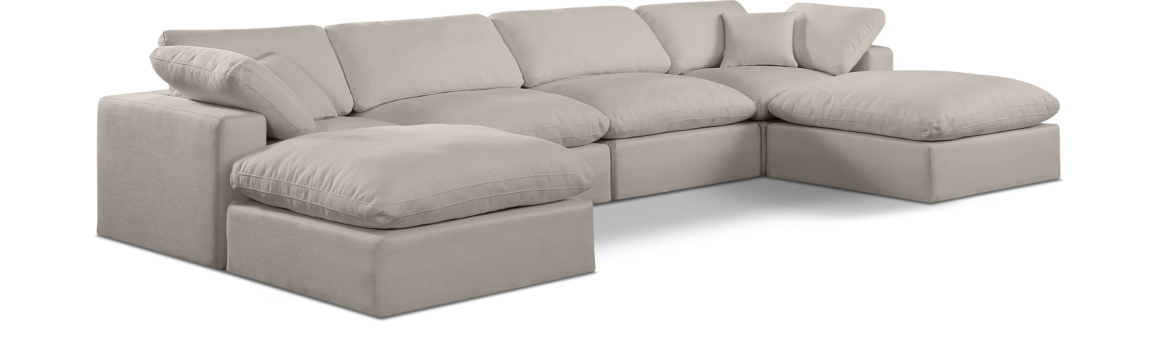 Comfy - 6 Piece Linen Modular Double Chaise Sectional