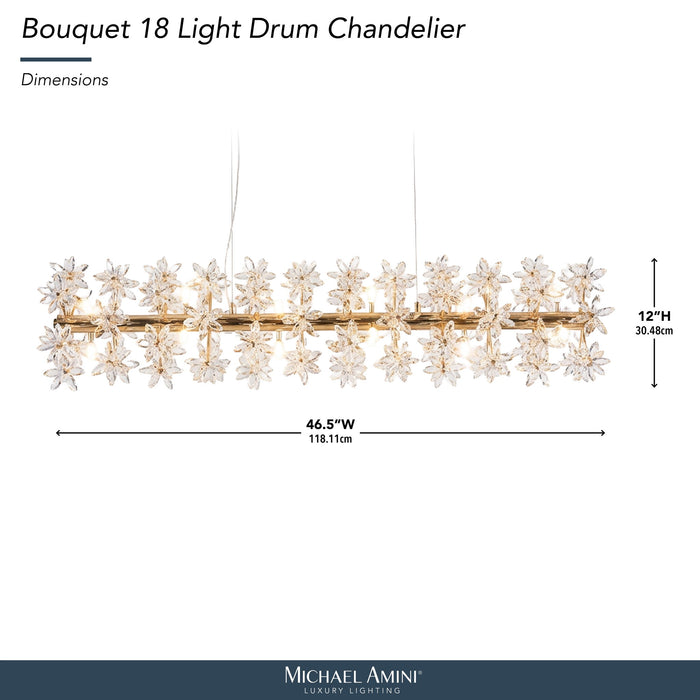 Michael Amini Lighting - Bouquet 18-Light Rectangular Chandelier - Gold