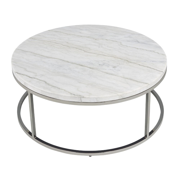 Zaidee - Coffee Table With Marble - Marble Top & Nickel