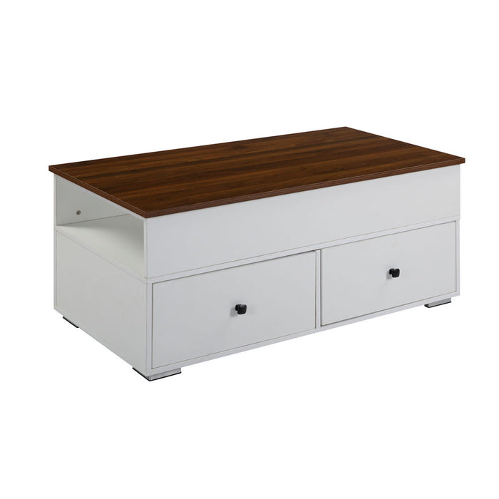 Raeden - Coffee Table With Lift Top - White & Walnut