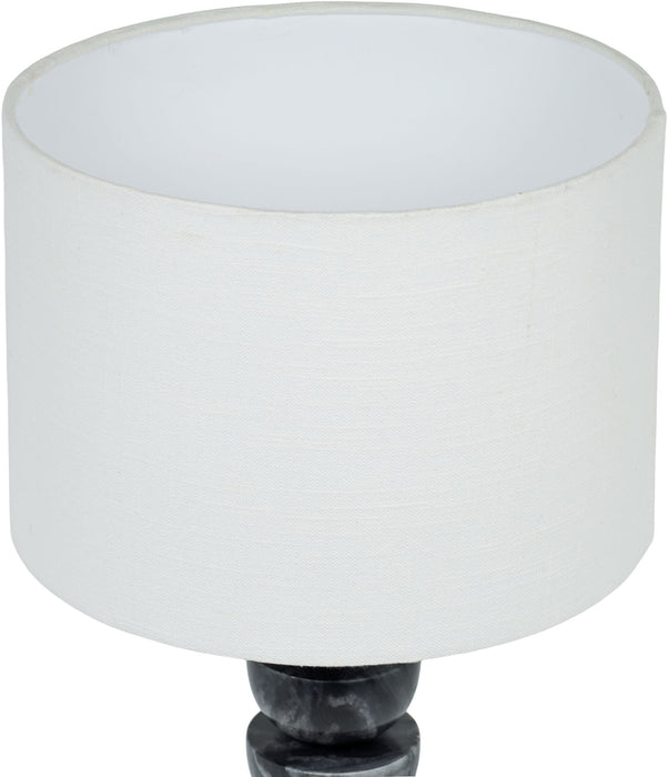 Opus - Genuine Marble, Linen Textured Fabric And Brass Table Lamp
