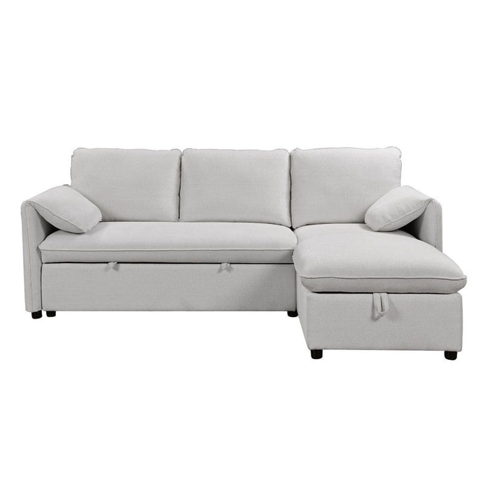 Yaroslav - Reversible Sectional Sofa With Sleeper & Storage - Cream Chenille