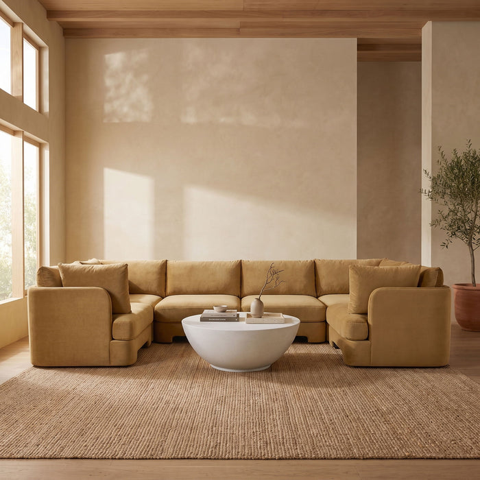 Hammond - Velvet Performance Fabric Upholstered 6 Piece U-Shaped Sectional