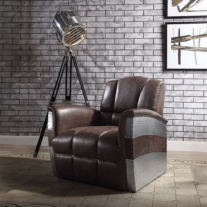 Brancaster - Accent Chair - Retro Brown Top Grain Leather & Aluminum