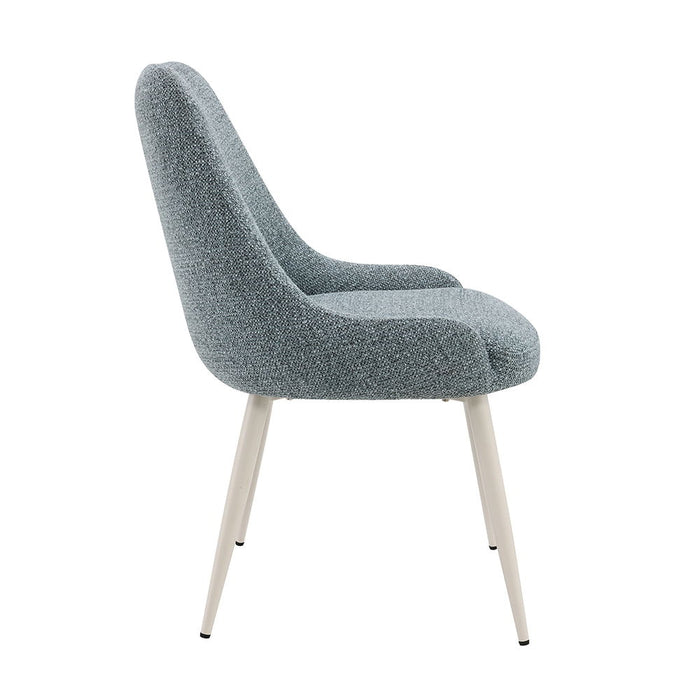 Laela - Side Chair Set of 2) - Light Blue Boucle & White