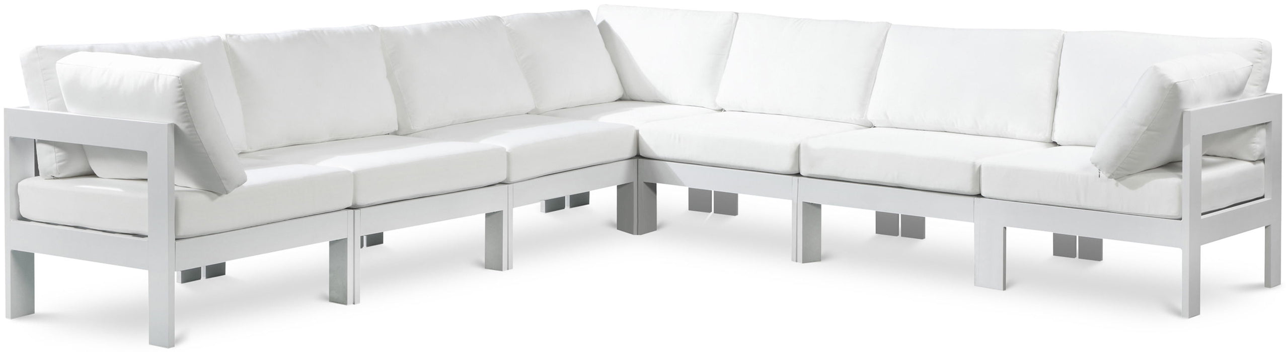Nizuc - Outdoor Patio 7 Piece Modular Sectional With White Frame