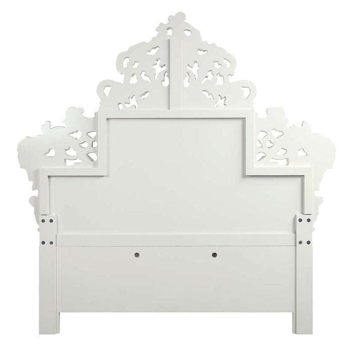 Vanaheim - Eastern King Bed - Beige Synthetic Leather & Antique White