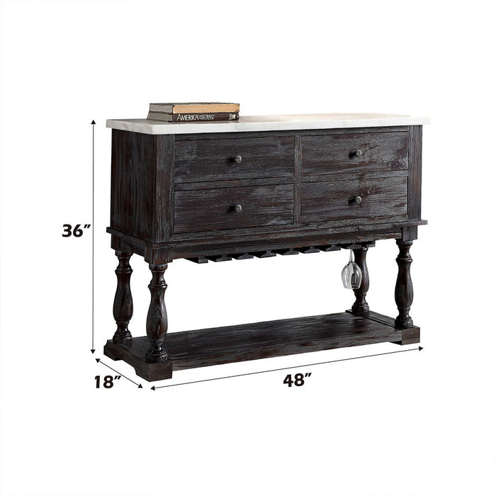 Gerardo - Server - White Marble Top & Weathered Espresso