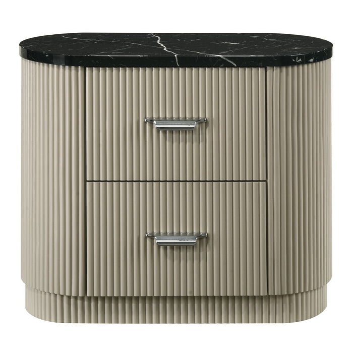 Travonte - Nightstand - Gray / Beige