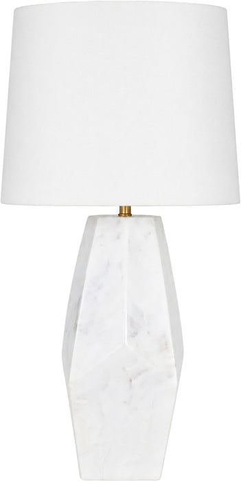 Seraphine - Genuine Marble And Linen Textured Fabric Table Lamp
