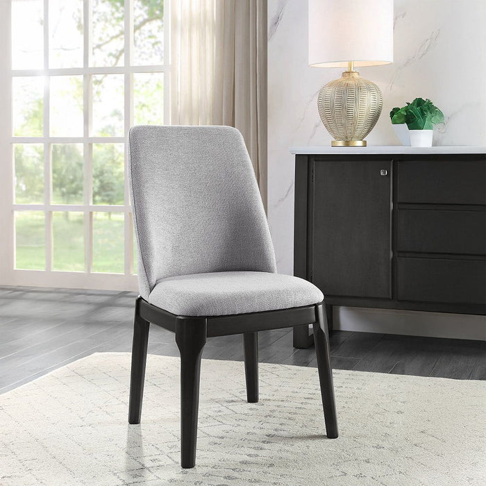 Madan - Side Chair Set of 2) - Light Gray Linen & Gray Oak