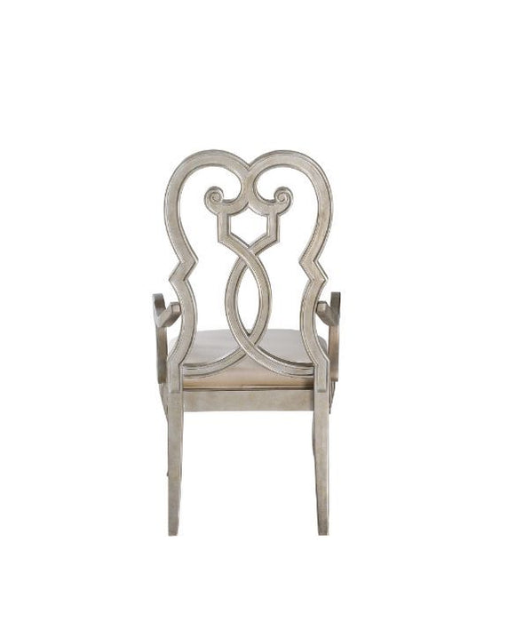 Esteban - Arm Chair Set of 2) - Ivory Velvet & Antique Champagne