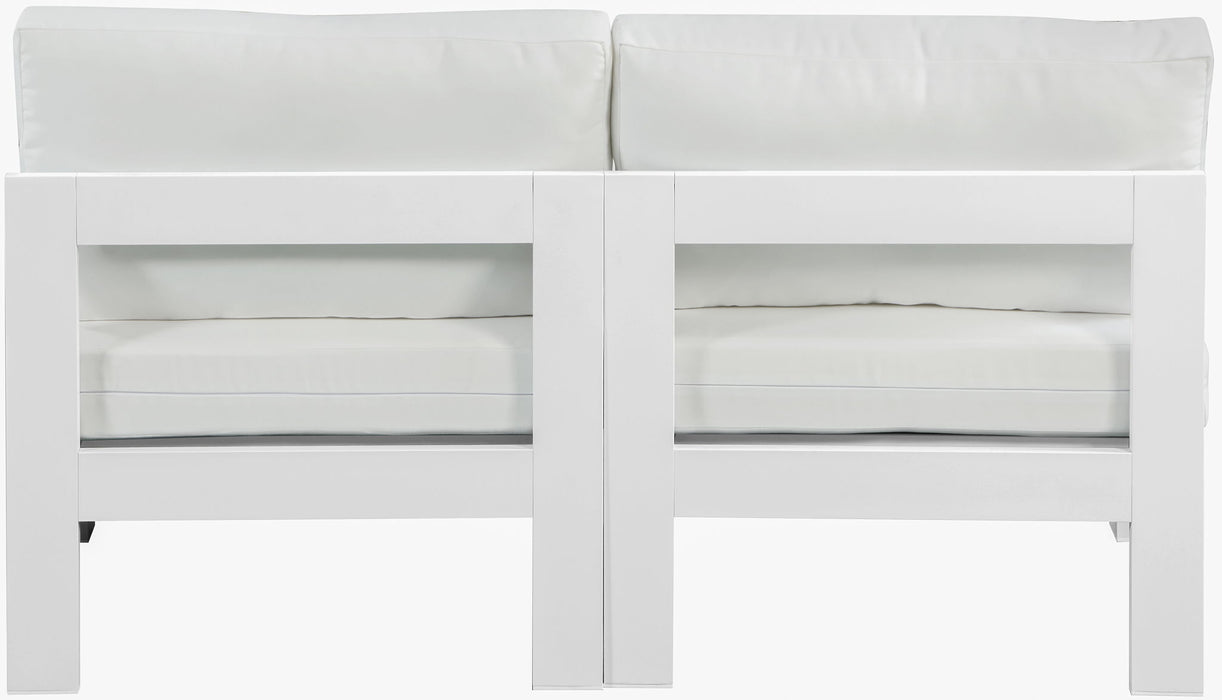 Nizuc - Outdoor Patio 2 Seat Armless Modular Sofa With White Frame