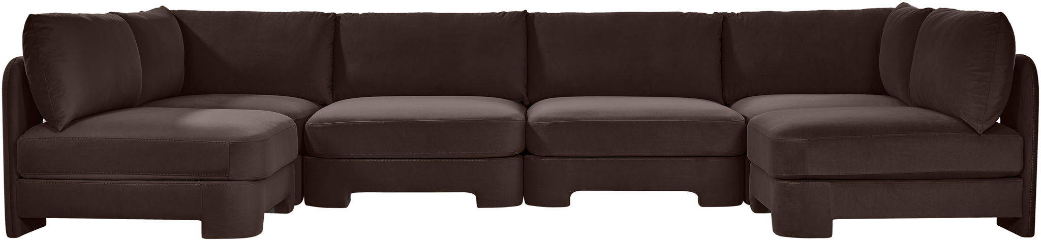 Hammond - Velvet Performance Fabric Upholstered 6 Piece U-Shaped Armless Sectional