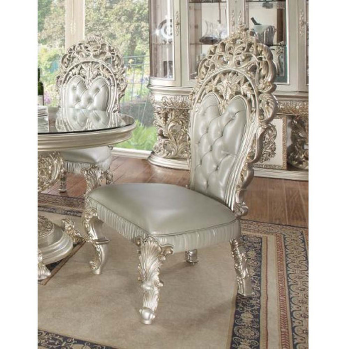 Sandoval - Side Chair Set of 2) - Beige Synthetic Leather & Champagne