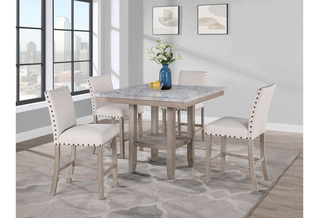 5 Piece Dining Room Set (D4010 Table And Four D1622 Bar Stools) - Natural / White