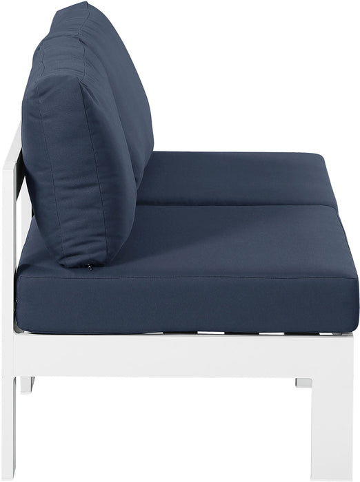 Nizuc - Outdoor Patio 2 Seat Armless Modular Sofa With White Frame