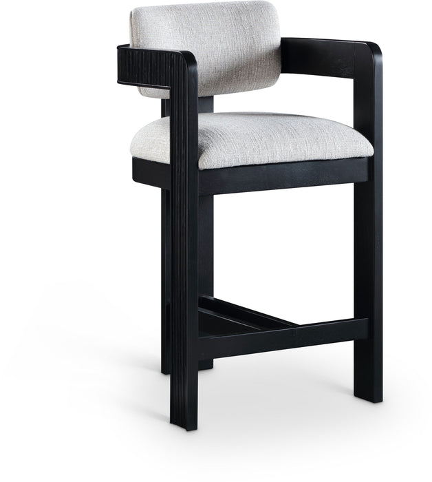 Sacha - Linen Stool With Black Base