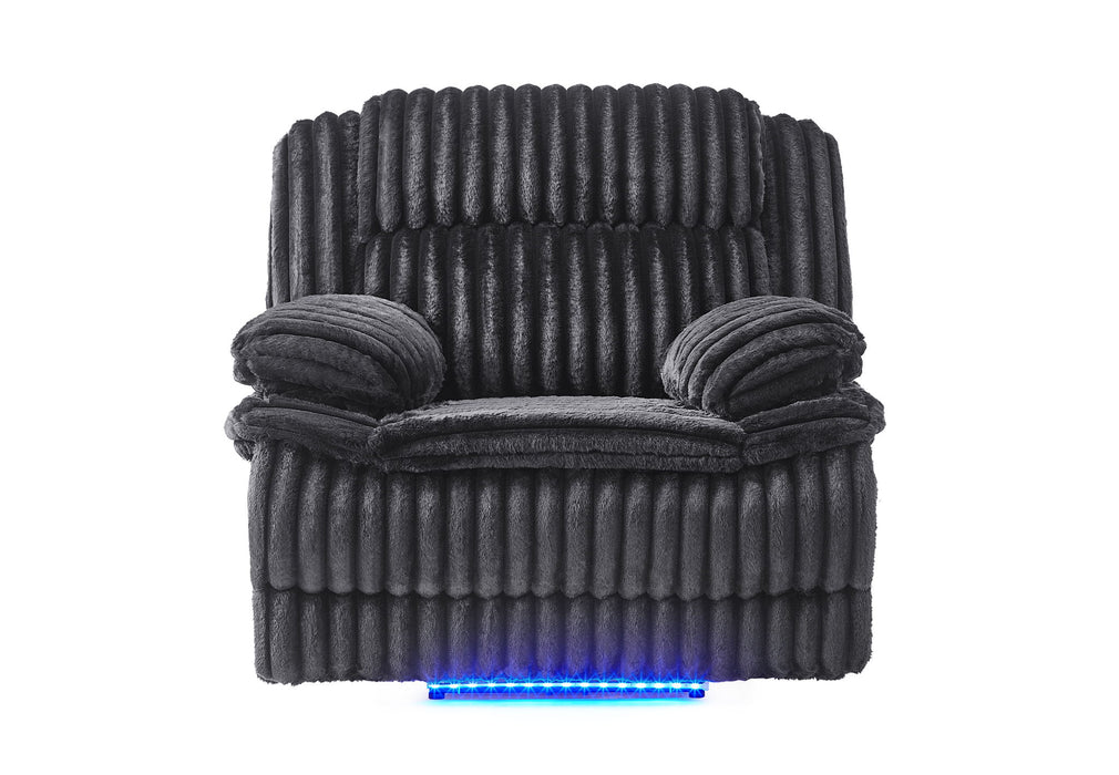 U8686 - Power Reclining Sofa With LED & Power Console Reclining Loveseat With LED & Power Recliner - Black