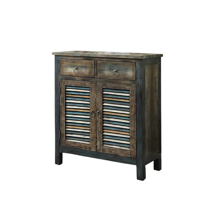 Glancio - Console Cabinet - Antique Oak & Teal