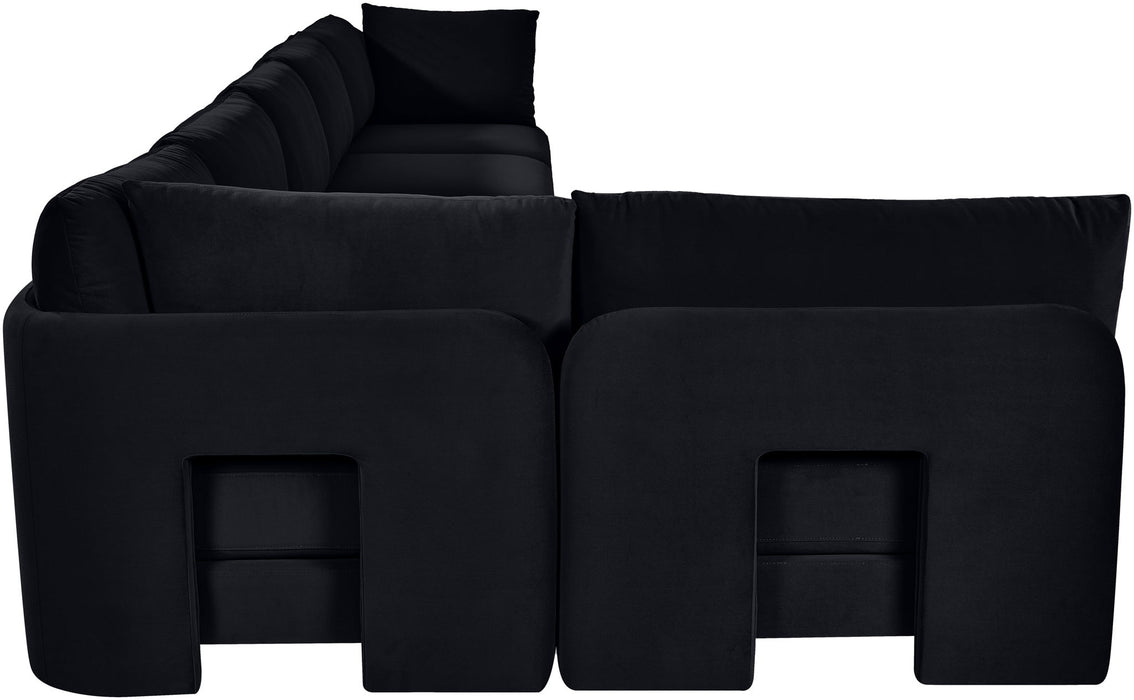 Hammond - Velvet Performance Fabric Upholstered 6 Piece L-Shaped Armless Sectional