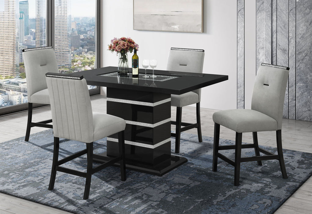 Monaco - 5 Piece Dining Room Set (Rectangular Bar Table, 4 Bar Stools) - Black