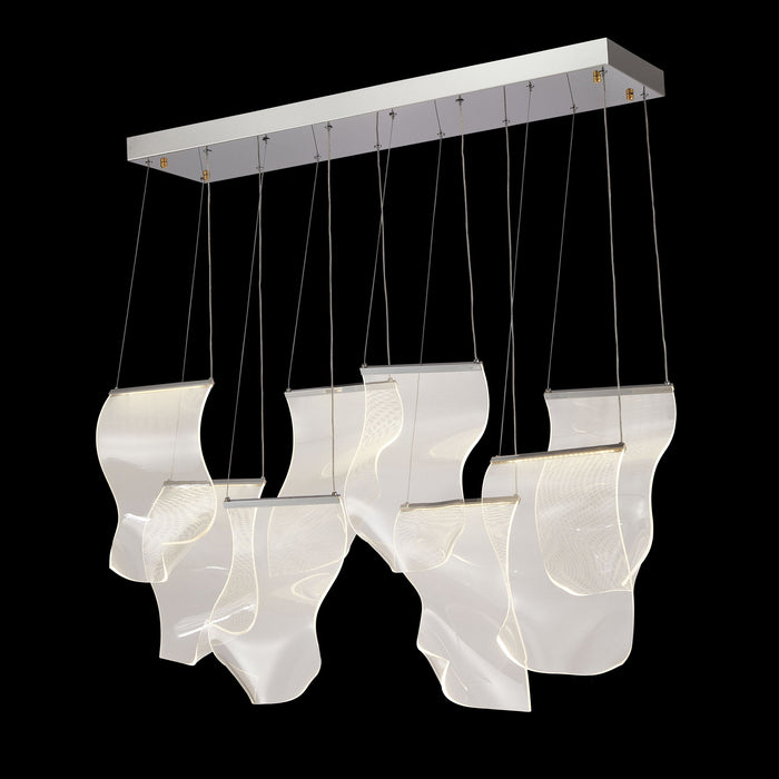Michael Amini Lighting - Sheer Waves 8-Light Modern LED Chandelier - Chrome
