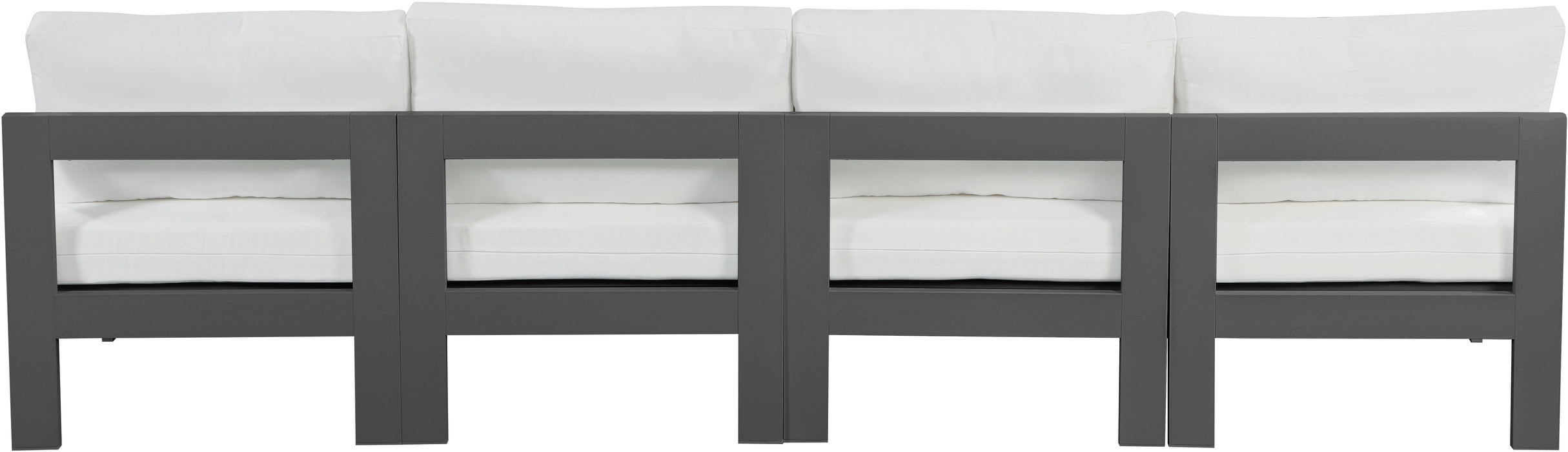 Nizuc - Outdoor Patio 4 Seat Armless Modular Sofa With Gray Frame