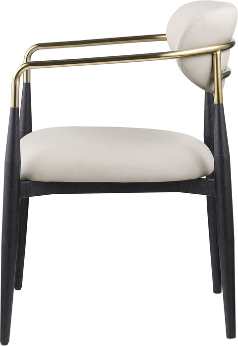 Ronda - Vegan Leather Upholstered Dining Arm Chair - Black Legs