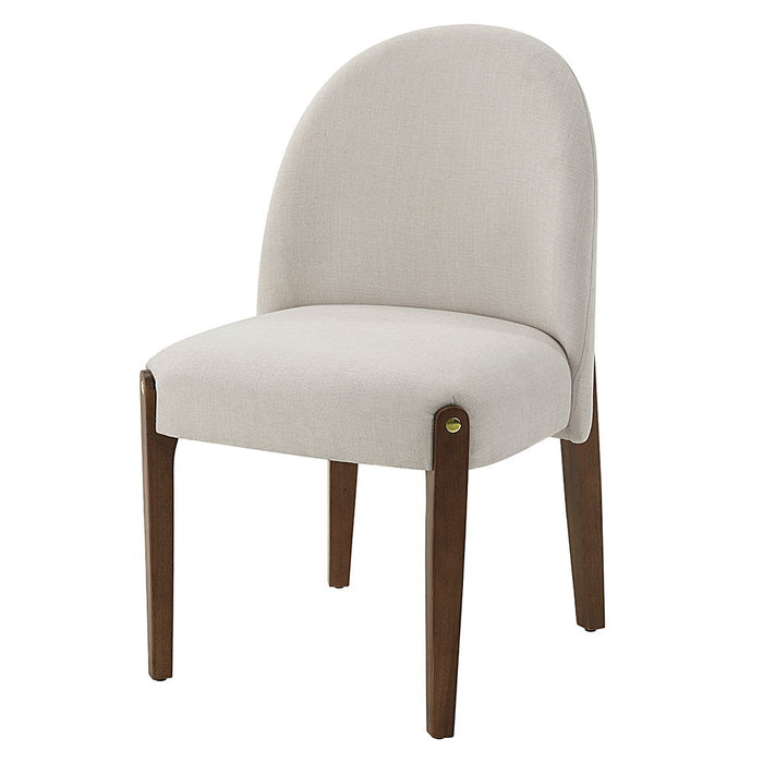 Gamarya - Side Chair Set of 2) - White Fabric & Oak